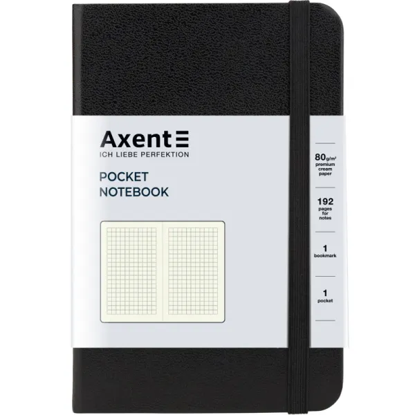 Книга записная Partner, 95х140, 96 л, клетка, черная Axent (8301-01-a) - Фото 3