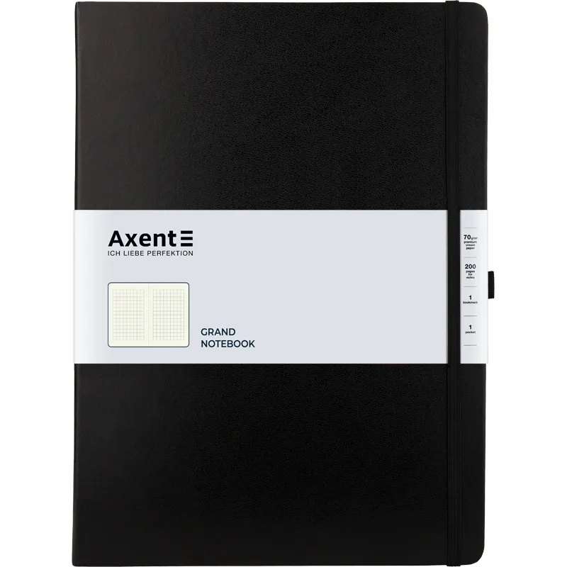 Книга записна Partner Grand, 210х295, 100 л, клетка, черная Axent (8203-01-a) - Фото 2