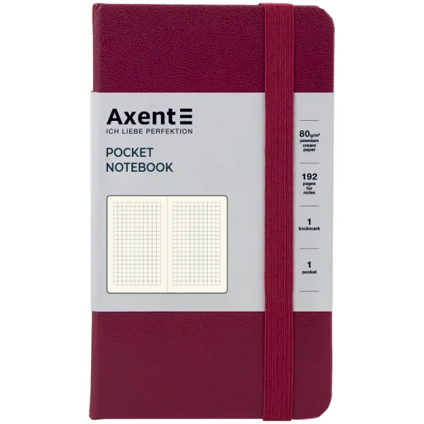 Книга записна Partner, 95х140, 96 арк, клітинка, винна Axent (8301-46-a) - Фото 4