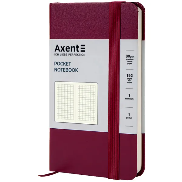 Книга записна Partner, 95х140, 96 арк, клітинка, винна Axent (8301-46-a) - Фото 1
