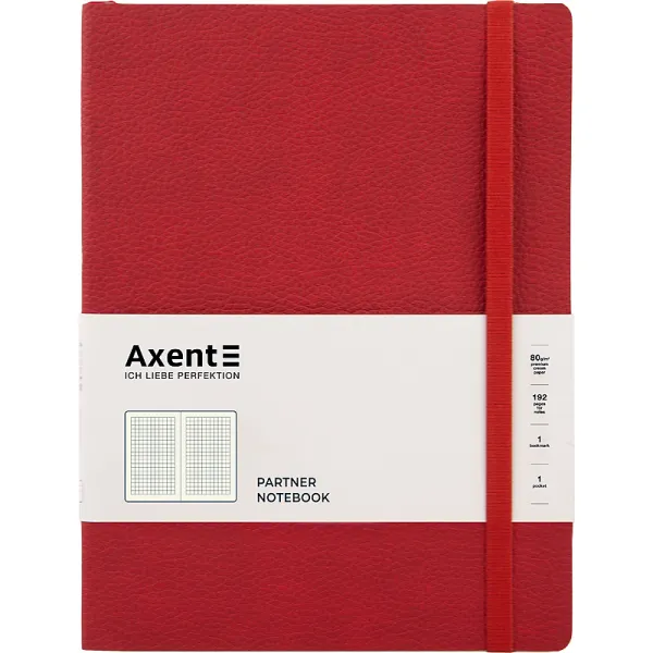 Книга записна Partner Soft L, 190х250, 96 арк, клітинка, червон Axent (8615-06-a) - Фото 1