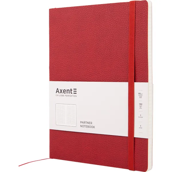 Книга записна Partner Soft L, 190х250, 96 арк, клітинка, червон Axent (8615-06-a) - Фото 1