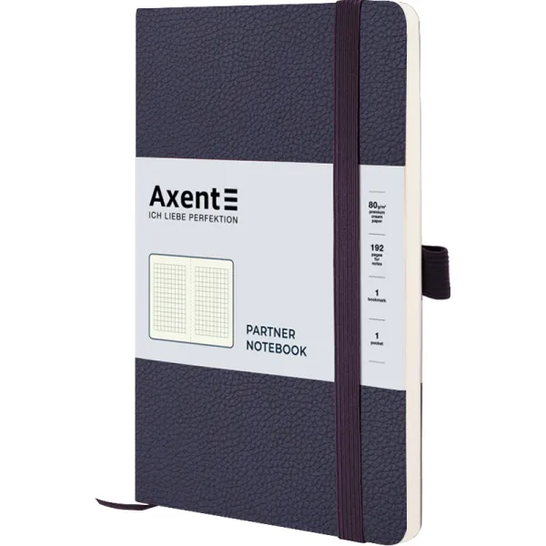 Книга записна Partner Soft Skin, 125х195, 96 арк, клітинка, синя Axent (8616-02-a) - Фото 2