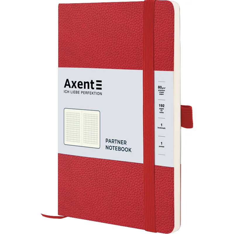 Книга записна Partner Soft Skin, 125х195, 96 л, клетка, красная Axent (8616-06-a) - Фото 1