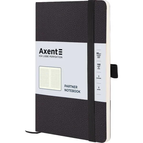 Книга записна Partner Soft Skin, 125х195, 96 арк, клітинка, чорна Axent (8616-01-a) - Фото 3