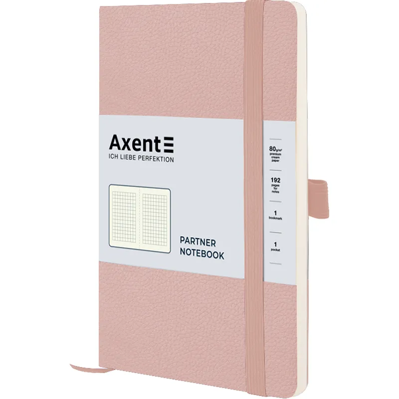 Книга записна Partner Soft Skin, 125х195, 96 л, клетка, пудровая Axent (8616-24-a) - Фото 3