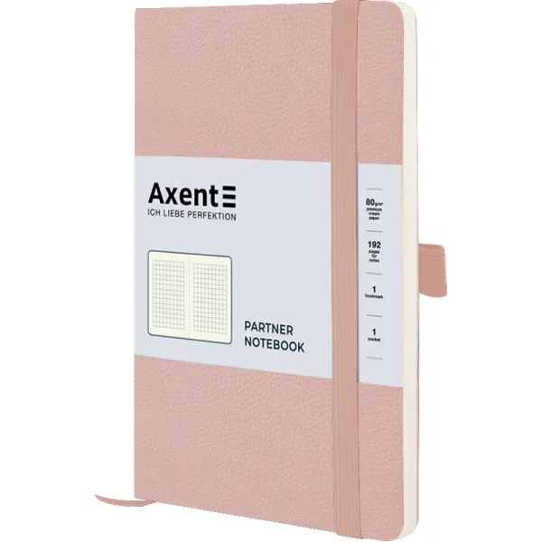 Книга записна Partner Soft Skin, 125х195, 96 арк, клітинка, пудрова Axent (8616-24-a) - Фото 2