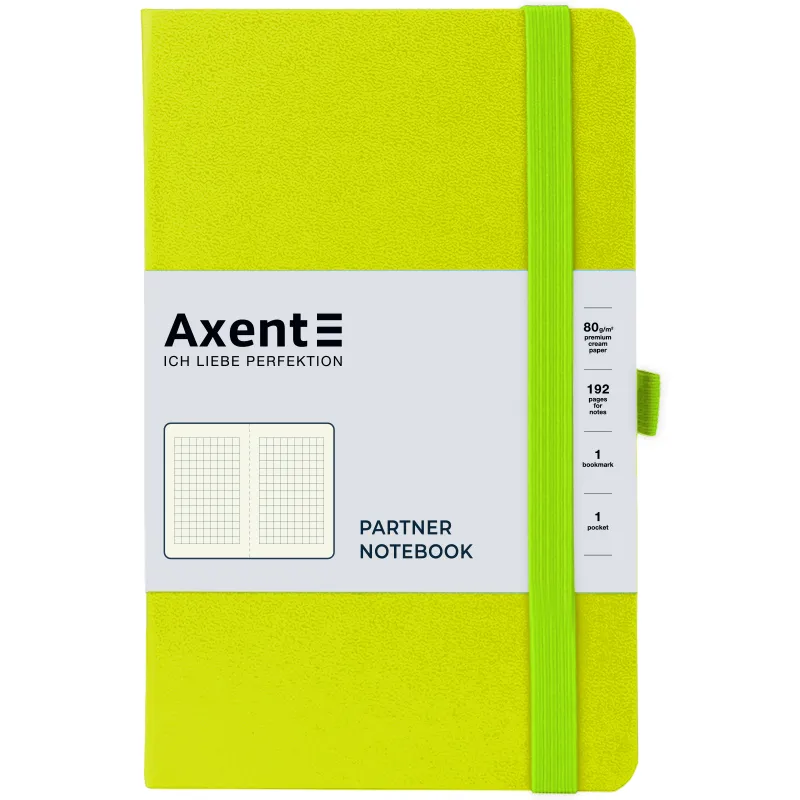 Книга записна Partner, 125х195, 96 арк, клітинка, лимонна Axent (8201-60-a) - Фото 3