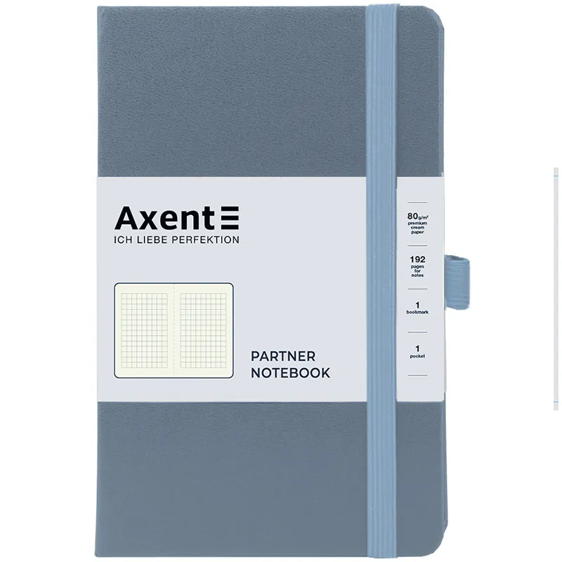 Книга записна Partner, 125х195, 96 арк, клітинка, сіра Axent (8201-62-a) - Фото 1