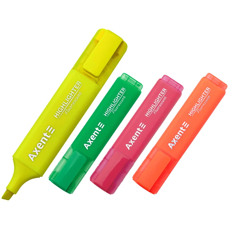 Маркер текстовый Highlighter 2537-A, 1-5 мм клинообразный, набор 4х неоновых Axent (2537-40-a) - Фото 2
