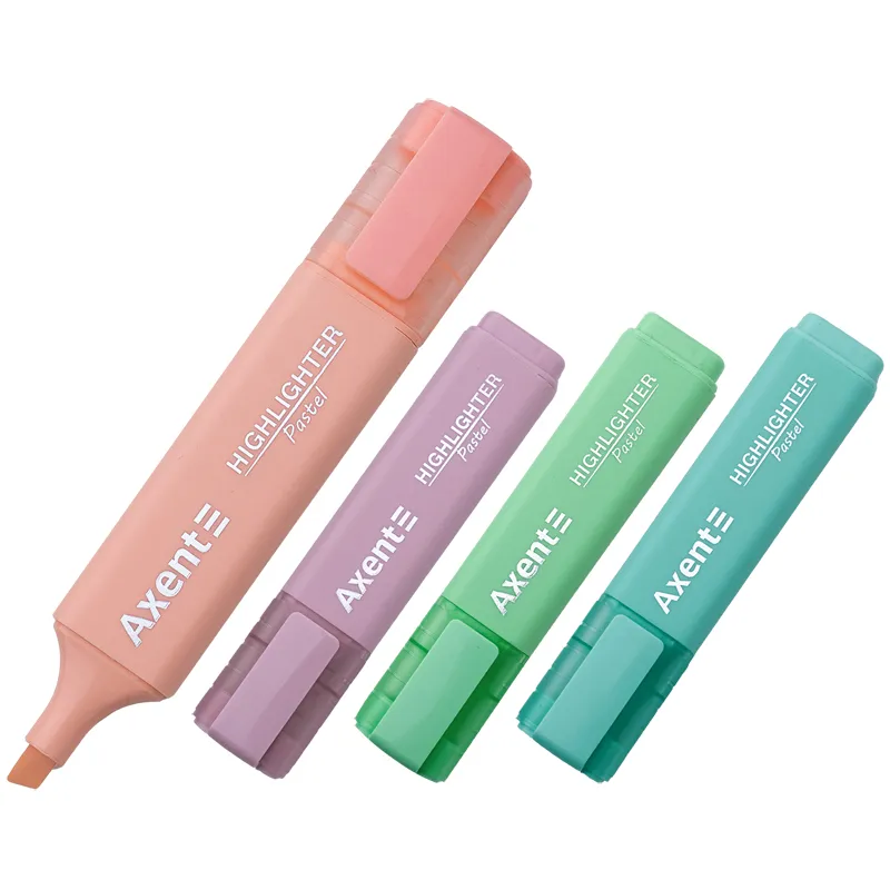 Маркер текстовый Highlighter 2537-A, 1-5 мм клинообразный, набор 4х пастель Axent (2537-80-a) - Фото 3