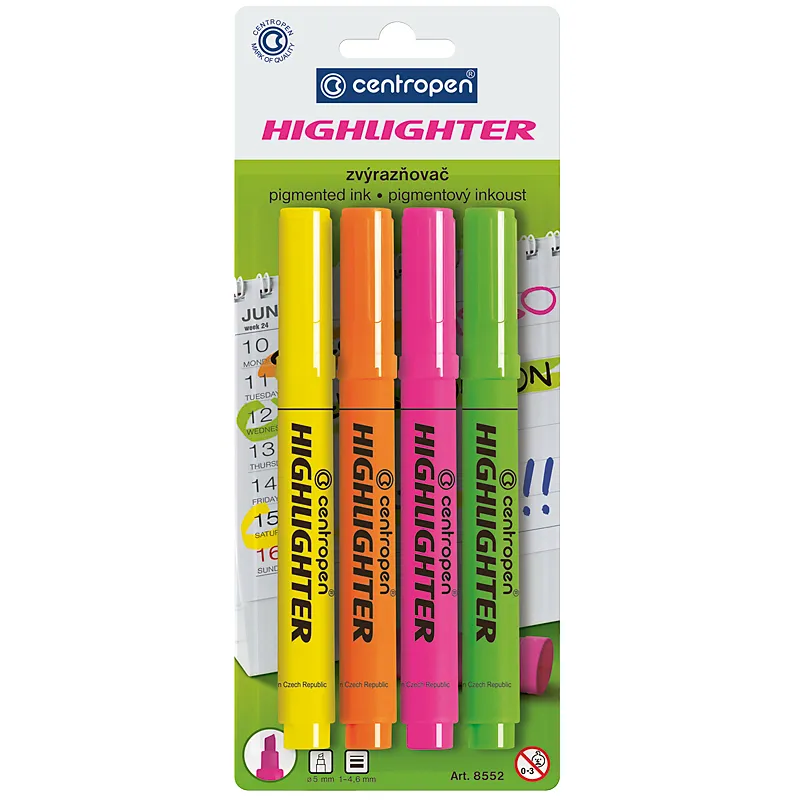 Маркер текстовый Highlighter 8552/04, набор 4 шт, блистер Centropen (8552/4/bl) Маркер текстовый Highlighter 8552/04, набор 4 шт, блистер Centropen (8552/4/bl)