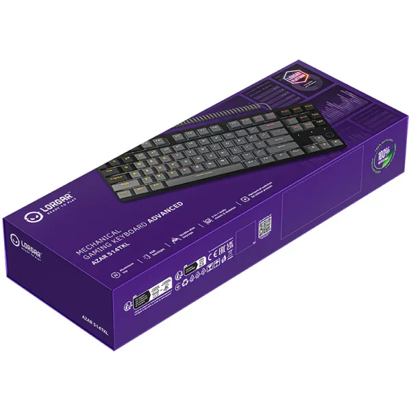 Клавиатура USB механическая, RGB, Azar 514TKL, EN/UA, чёрно-серая Lorgar (LRG-GK514TKL-BK-UA) - Фото 3