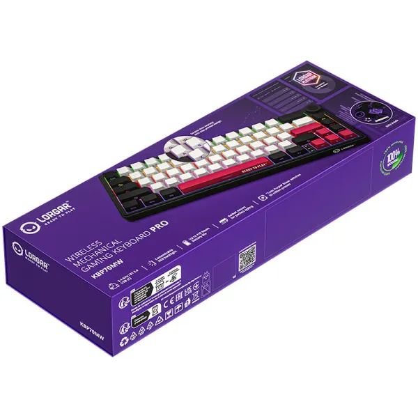 Клавіатура WL/BT/USB механічна, RGB, KBP70MW Pro, чорно-червона Lorgar (LRG-KBP70MW-BK-US) - Фото 4