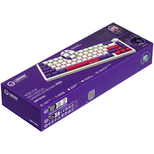 Клавиатура WL/BT/USB механическая, RGB, KBP70MW Pro, белая Lorgar (LRG-KBP70MW-WH-US) - Фото 4