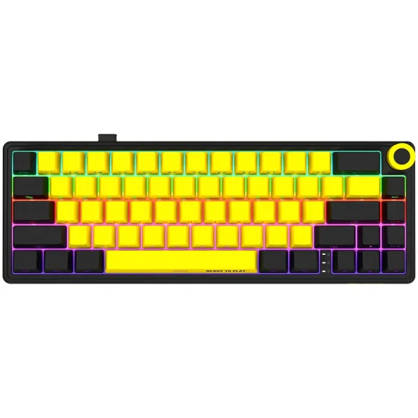 Клавиатура WL/BT/USB механическая, RGB, KBP70MW Pro, чёрно-жёлтая Lorgar (LRG-KBP70MW-YL-US)