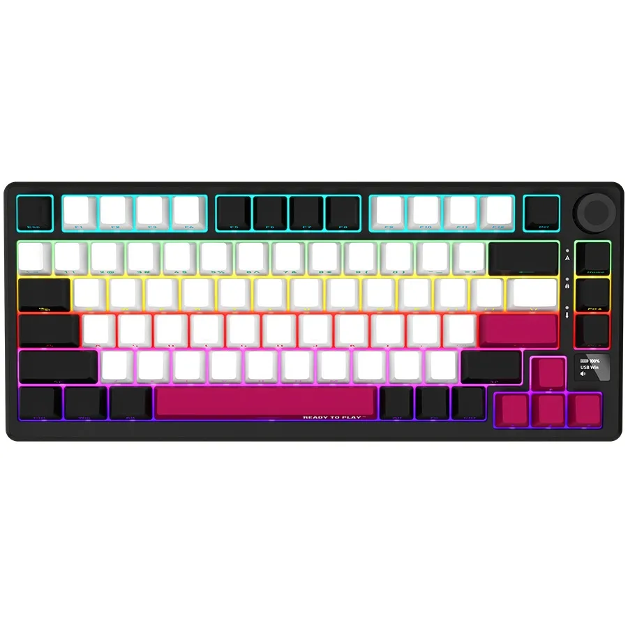 Клавіатура WL/BT/USB механічна, RGB, KBP7075W Pro, чорно-червона Lorgar (LRG-KBP7075W-BK-US) - Фото 2