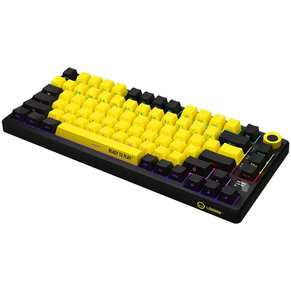 Клавиатура WL/BT/USB механическая, RGB, KBP7075W Pro, чёрно-жёлтая Lorgar (LRG-KBP7075W-YL-US) - Фото 3