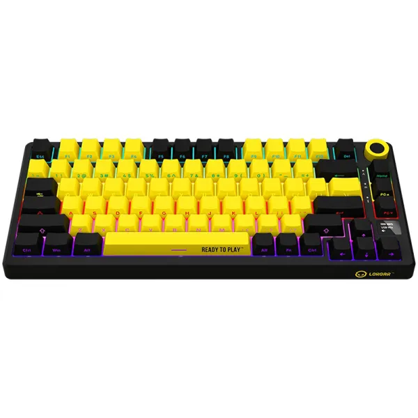 Клавиатура WL/BT/USB механическая, RGB, KBP7075W Pro, чёрно-жёлтая Lorgar (LRG-KBP7075W-YL-US) - Фото 7
