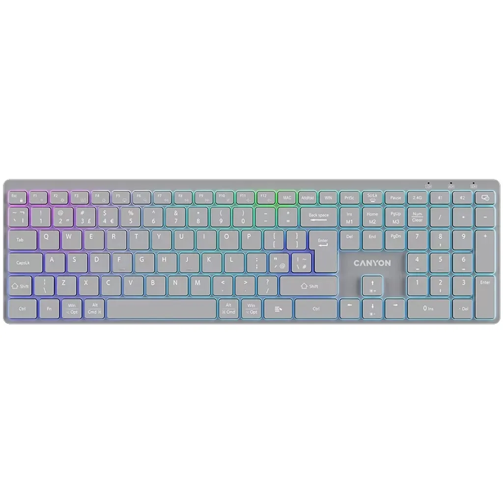 Клавиатура беспроводная HKB-W11 RGB серая Canyon (CNS-HBTK11G) Клавиатура беспроводная HKB-W11 RGB серая Canyon (CNS-HBTK11G)