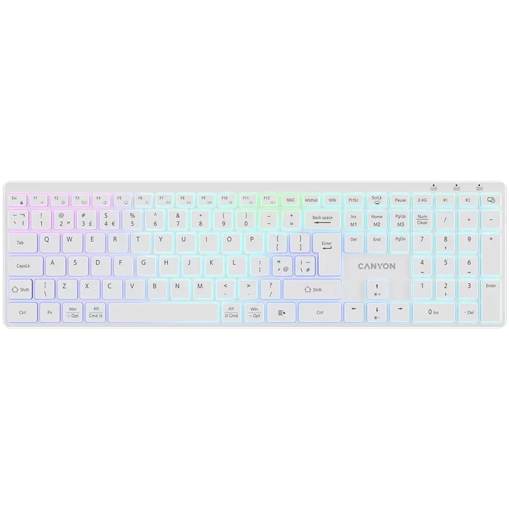 Клавіатура бездротова HKB-W11 RGB біла Canyon (CNS-HBTK11W) Клавіатура бездротова HKB-W11 RGB біла Canyon (CNS-HBTK11W)