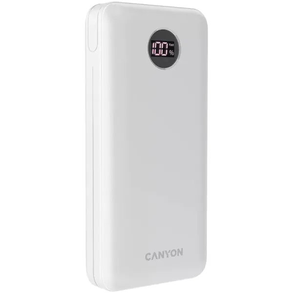 Акумулятор зовнішній Power Bank 20000 mAh PB-2002, білий Canyon (CNE-CPB2002W) - Фото 2