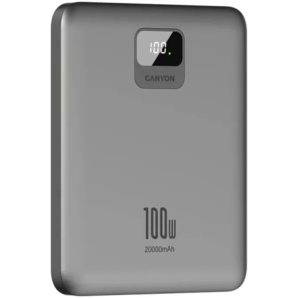 Акумулятор зовнішній Power Bank 20000 mAh PB-2008, темно-сірий Canyon (CNE-CPB2008DG) - Фото 3