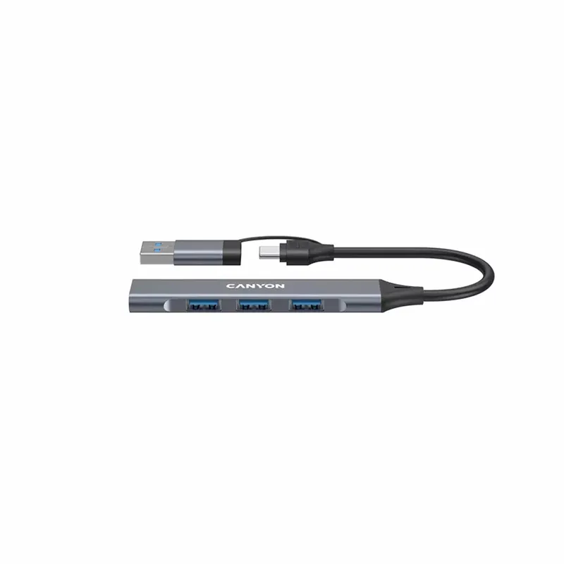 Хаб 4-в-1 мультипорт USB-A, USB-C DS-02 сірий Canyon (CNS-TDS02G) - Фото 3