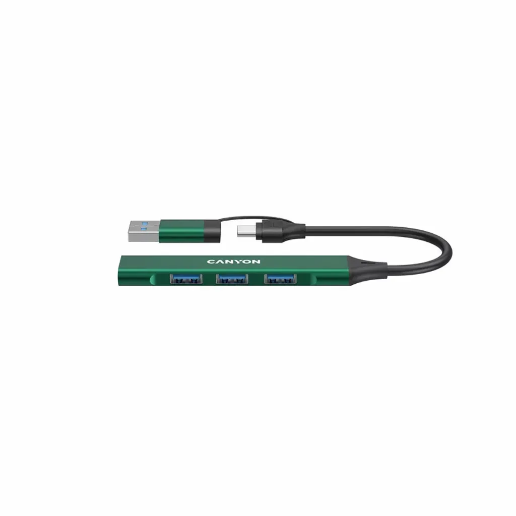 Хаб 4-в-1 мультипорт USB-A, USB-C DS-02 зелений Canyon (CNS-TDS02GR) Хаб 4-в-1 мультипорт USB-A, USB-C DS-02 зелений Canyon (CNS-TDS02GR)