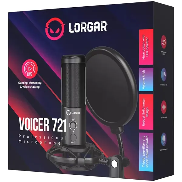 Мікрофон USB-C Voicer 721, чорний Lorgar (LRG-CMT721) - Фото 8