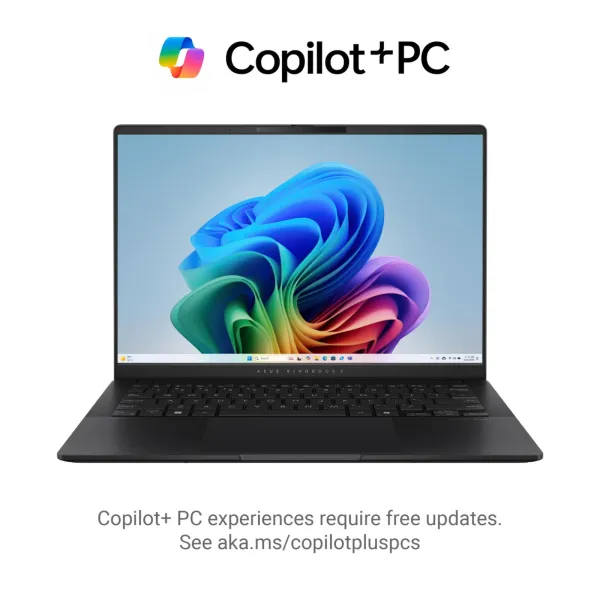 Ноутбук Vivobook S 14 M5406WA-PP023 14" 3K OLED, AMD AI 9 HX 370, 24GB, F512GB, AMD 890M, NoOS, черный ASUS (90NB14P3-M00110) - Фото 1