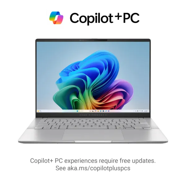 Ноутбук Vivobook S 14 M5406NA-QD080 14" WUXGA OLED, AMD R5-7535HS, 16GB, F512GB, UMA, NoOS, серебристый ASUS (90NB1491-M005V0) - Фото 1