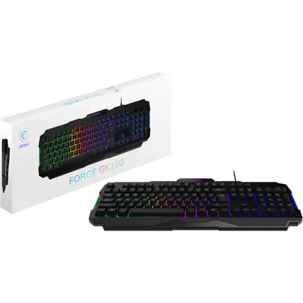 Клавіатура USB-A мембранна Forge GK100 EN/UKR/RU, ColorLED, чорна MSI (S11-04UA221-HH9) - Фото 4