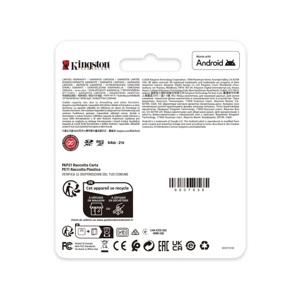Карта памяти 256GB SD C10 UHS-I U3 V30 R200/W160MB/s Kingston (SDG4/256GB) - Фото 4
