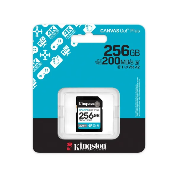 Карта памяти 256GB SD C10 UHS-I U3 V30 R200/W160MB/s Kingston (SDG4/256GB) - Фото 5