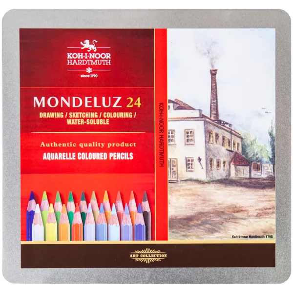 Олівці кольорові акварельні MONDELUZ LANDSCAPE, металічна коробка, 24 кольорів Koh-i-noor (3724024013) - Фото 1
