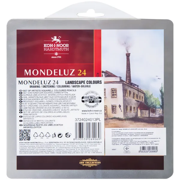 Олівці кольорові акварельні MONDELUZ LANDSCAPE, металічна коробка, 24 кольорів Koh-i-noor (3724024013) - Фото 4