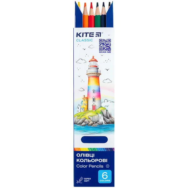 Олівці кольорові 6 шт Kite (K-050) - Фото 3