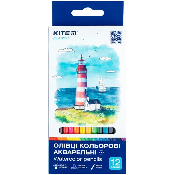 Олівці кольорові акварельні, 12 шт Kite (K-1049) - Фото 3