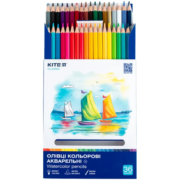 Карандаши цветные акварельные, 36 шт Classic Kite (K-1052) - Фото 3