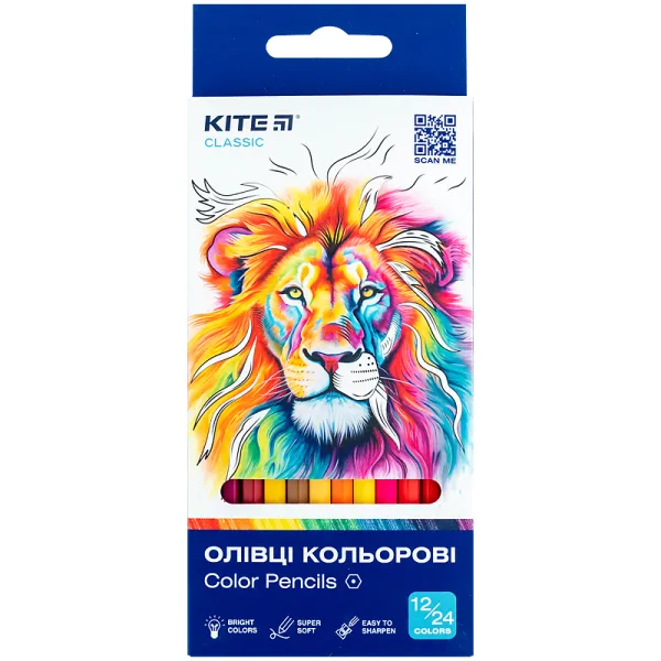 Олівці кольорові двосторонні, 12 шт Classic Kite (K-054) - Фото 4