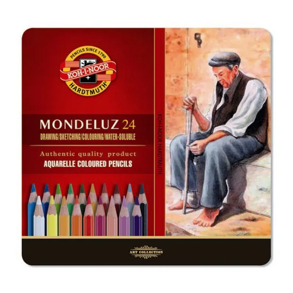 Карандаши цветные акварельные Mondeluz, металлическая коробка, 24 цвета Koh-i-noor (3724) - Фото 1