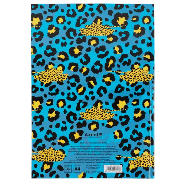 Книга записна А4 Leopard, 96 арк, клітинка, блакитна Axent (8422-554-A) - Фото 3