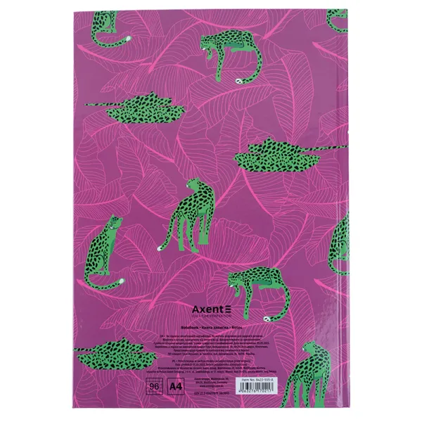 Книга записна А4 Leopard, 96 арк, клітинка, рожева Axent (8422-555-A) - Фото 3