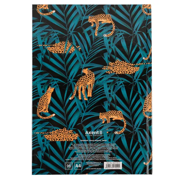 Книга записна А4 Leopard, 96 арк, клітинка, темно синя Axent (8422-556-A) - Фото 3