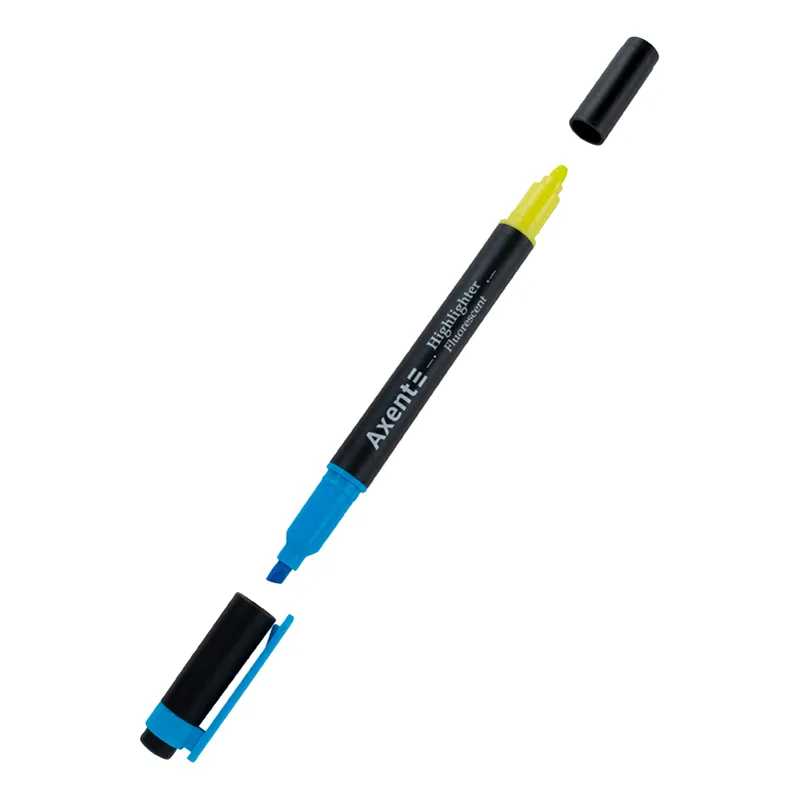 Маркер Highlighter Dual 2534-A, 2-4 мм клиноподібний, блакитний-жовтий Axent (2534-02-A) - Фото 3