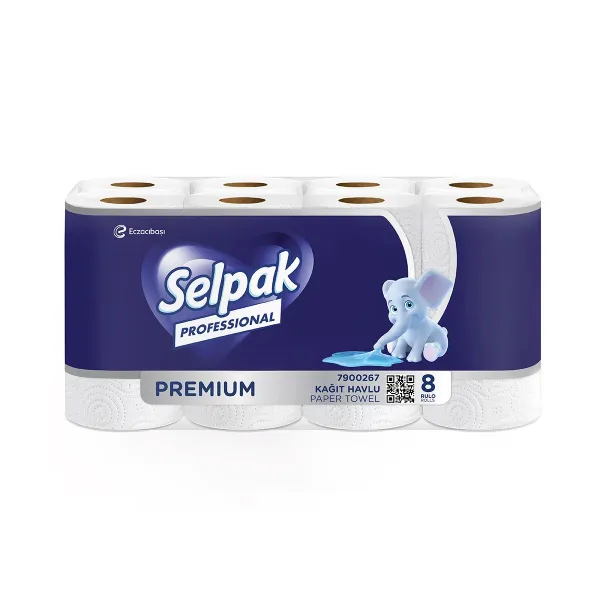 Полотенца бумажные, трехслойные, кухонные, 8 рулонов Selpak Professional Premium (32761213)