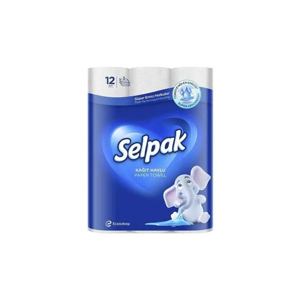 Рушники паперові, тришарові, кухонні, 12 рулонів Selpak Pro (32761710)