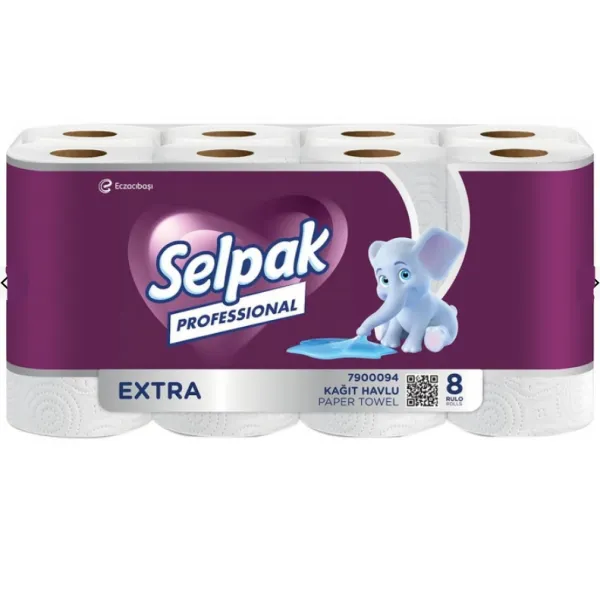 Рушники паперові, двошарові, кухонні, 8 рулонів Selpak Professional Extra (32661121)