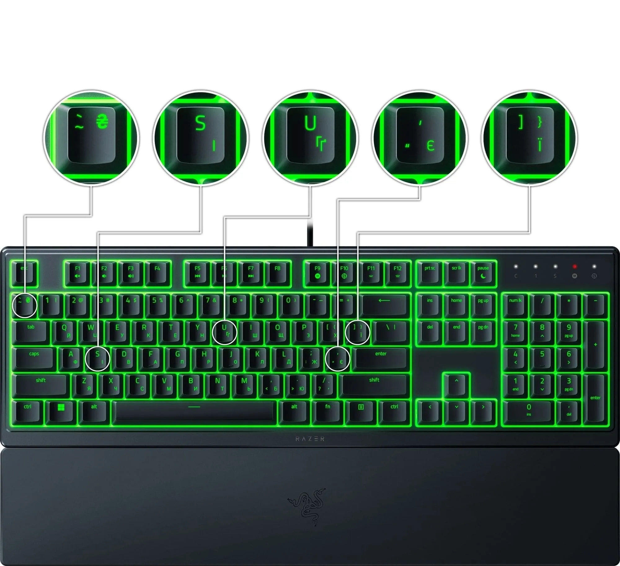 Клавиатура USB-A мембранная, RGB, Ornata V3 X, EN/UK, чёрная Razer (RZ03-04471900-R371) - Фото 6